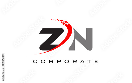 ZN Modern Letter Logo Design with Swoosh
