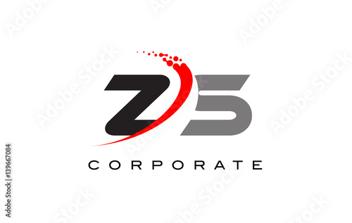 ZS Modern Letter Logo Design with Swoosh