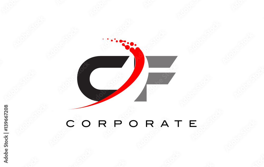 CF Modern Letter Logo Design with Swoosh CF Modern Letter Logo Design with Swoosh