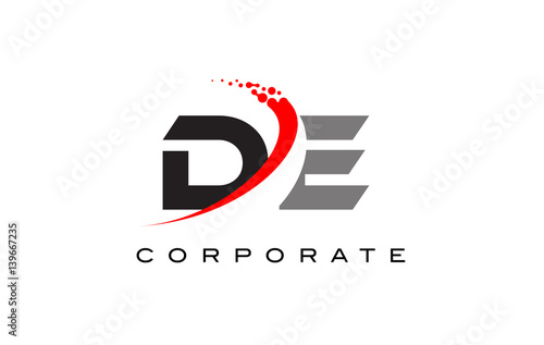 DE Modern Letter Logo Design with Swoosh