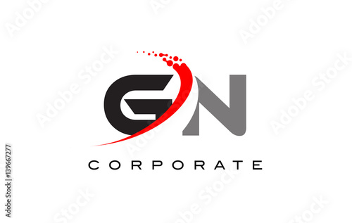 GN Modern Letter Logo Design with Swoosh