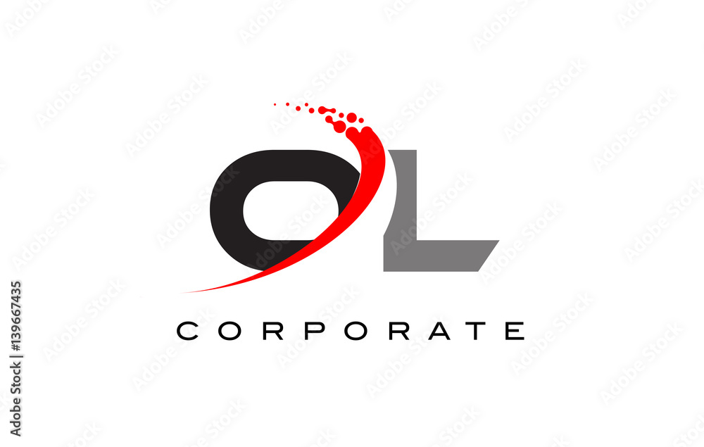 OL Modern Letter Logo Design with Swoosh