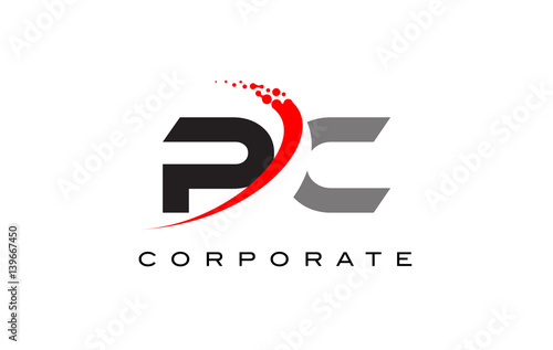 PC Modern Letter Logo Design with Swoosh