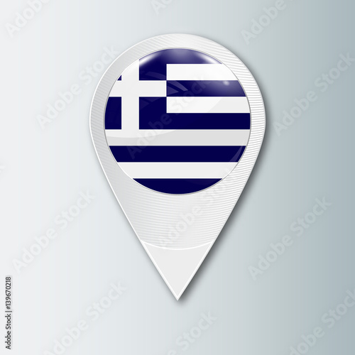 Free Download Pointer with the national flag of Greece in the ball with reflection. Tag to indicate the location. Realistic vector illustration. - GFXLoad