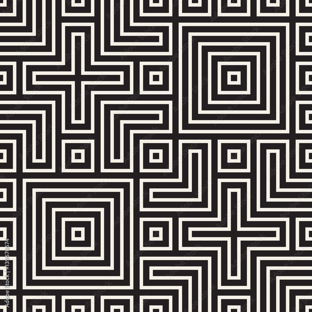 Geometric Ethnic Background with Symmetric Lines Lattice. Vector Abstract Seamless Pattern. Geometric Ethnic Background with Symmetric Lines Lattice. Vector Abstract Seamless Pattern.