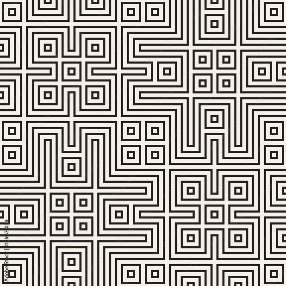 Geometric Ethnic Background with Symmetric Lines Lattice. Vector Abstract Seamless Pattern. Geometric Ethnic Background with Symmetric Lines Lattice. Vector Abstract Seamless Pattern.
