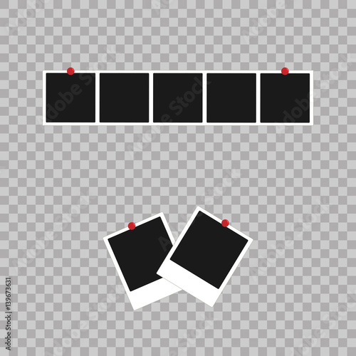 Photo frame. White plastic border on a transparent background. Vector illustration. Photorealistic Vector EPS10 Retro Photo Frame Template