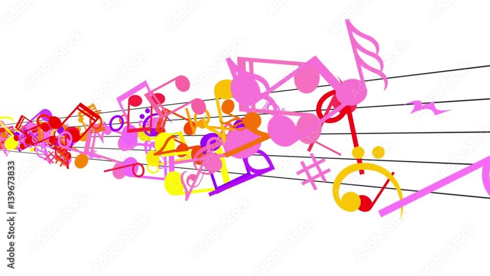 Abstract Background with Colorful Music notes. LOOPED Abstract Background with Colorful Music notes. LOOPED