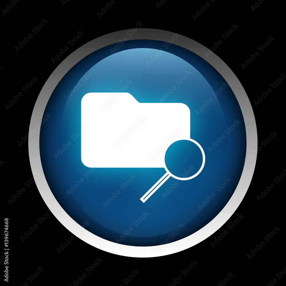Folder and glass icon on a circle isolated on a black background Folder and glass icon on a circle isolated on a black background