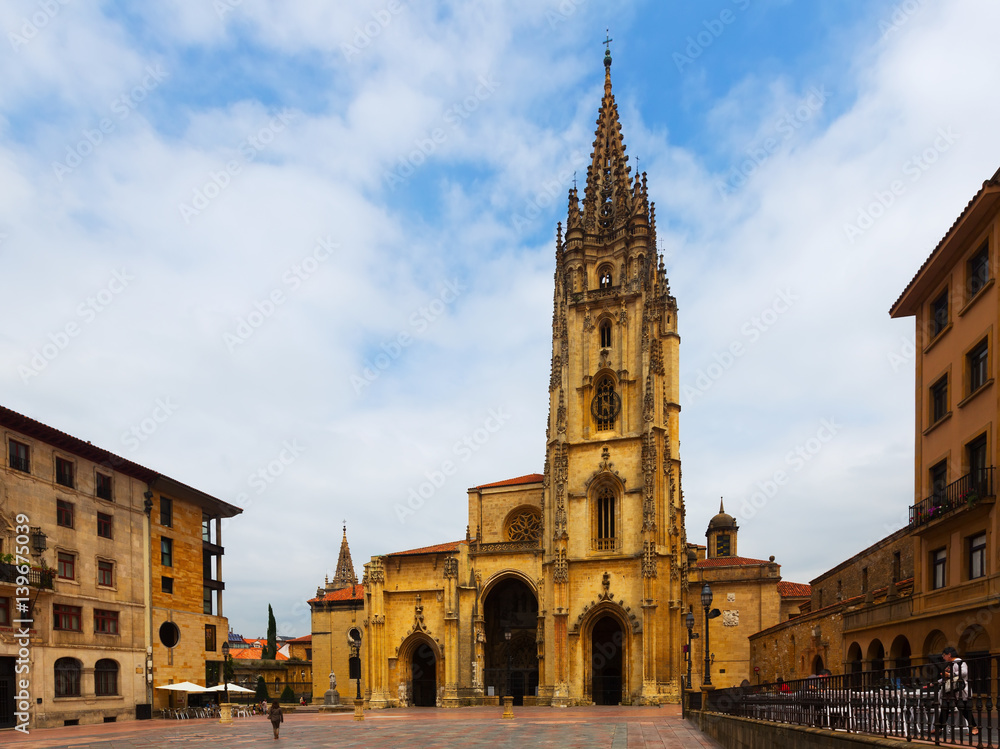 Cathedral of San Salvador   in summer day.  Oviedo