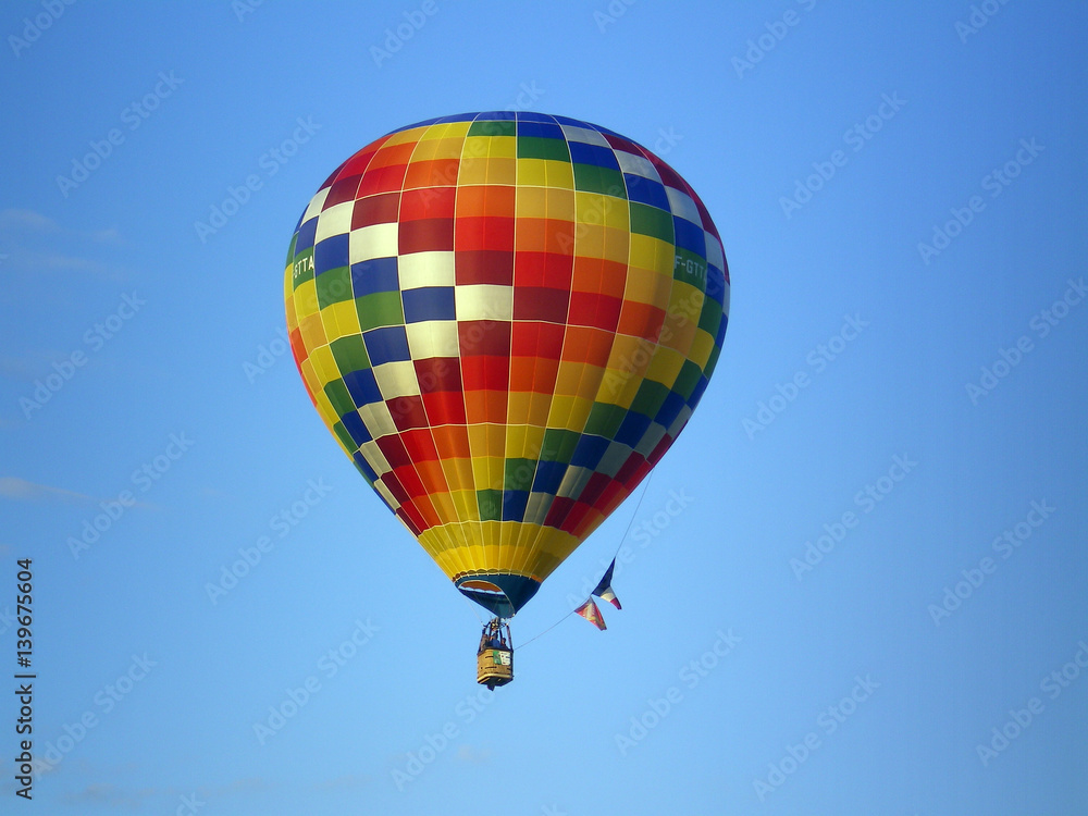 Mosaic and colored hot air ballon in the sky Mosaic and colored hot air ballon in the sky