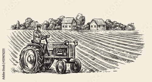 vector retro tractor
