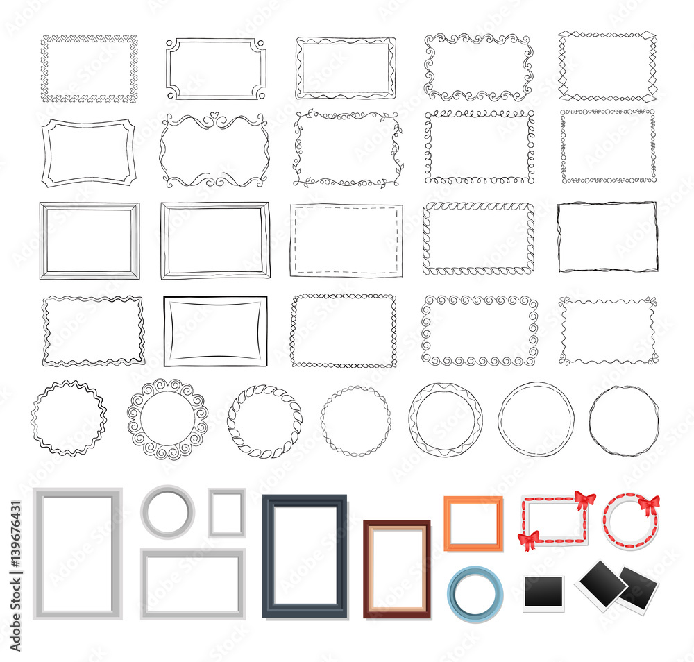 Set of Round, Rectangular, Black and Colour Frames Set of Round, Rectangular, Black and Colour Frames