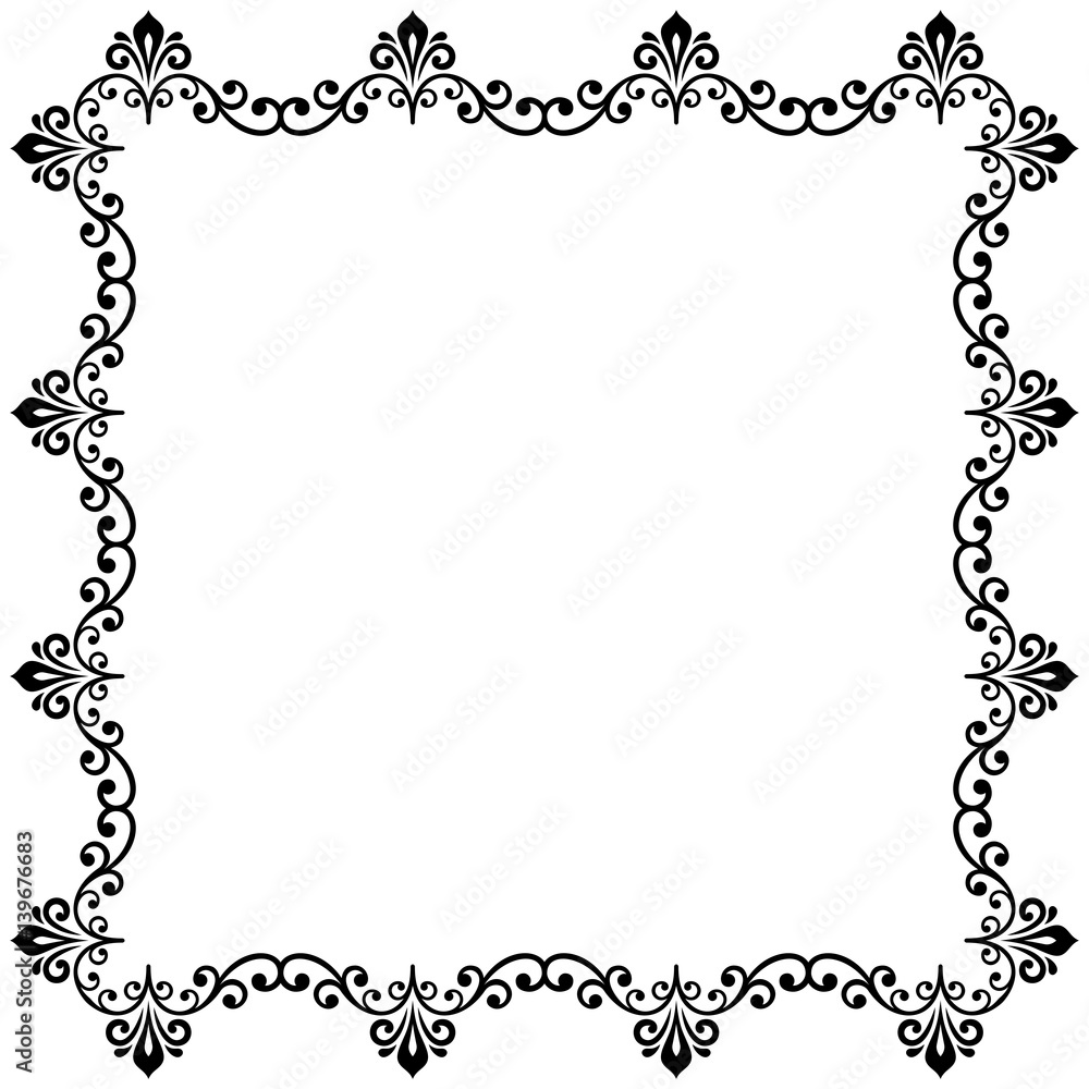 Classic square frame with arabesques and orient elements. Abstract fine ornament with place for text Classic square frame with arabesques and orient elements. Abstract fine ornament with place for text