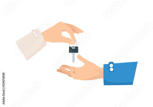 One Hand Giving Key to Another. Process of Buying
