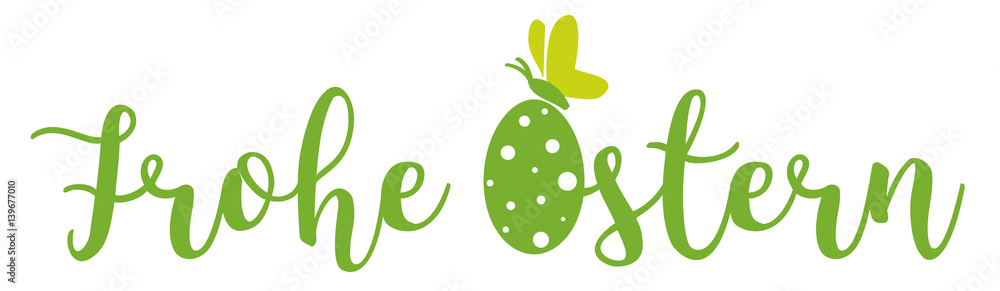 Frohe Ostern Schriftzug mit deko Stock-Vektorgrafik | Adobe Stock