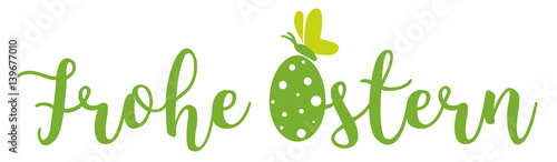 Frohe Ostern Schriftzug mit deko