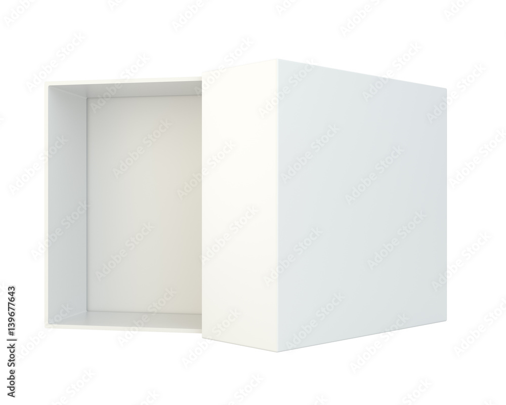 Empty open box isolated on white background. 3d rendering Empty open box isolated on white background. 3d rendering
