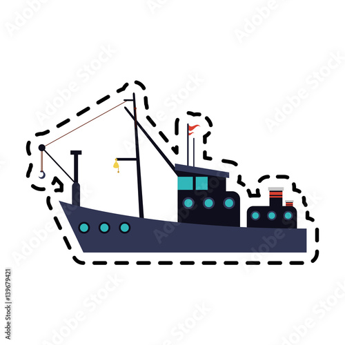 fishing ship icon image vector illustration design 