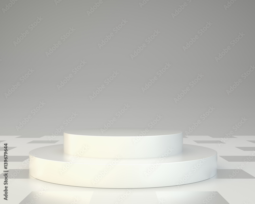 White round podium. Pedestal scene. 3D rendering White round podium. Pedestal scene. 3D rendering
