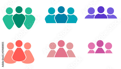 Set of different multicolored icons of men and women. Vector element for your design