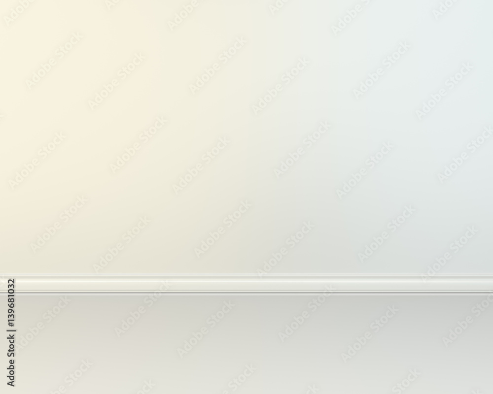 Empty wall with a plinth on the floor. 3d rendering