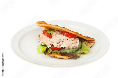 Tuna flatbread on a plate