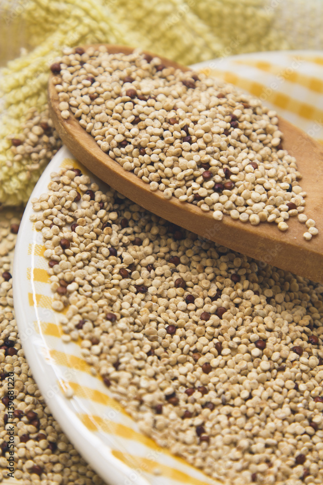Quinoa on wood cutlery
