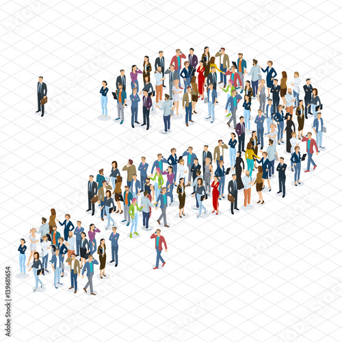 People crowd question mark vector template.