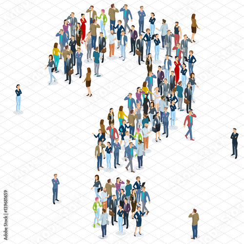 People crowd question mark vector template.