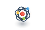Atom, Physic Symbol isometric flat icon. 3d vector colorful illustration. Pictogram isolated on white background