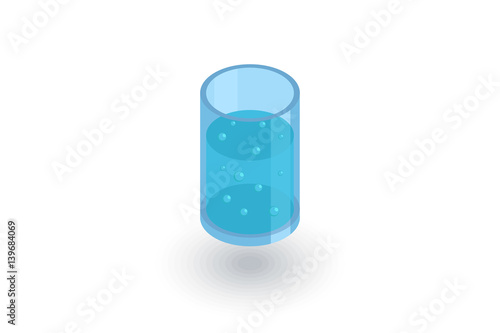 glass of water isometric flat icon. 3d vector colorful illustration. Pictogram isolated on white background