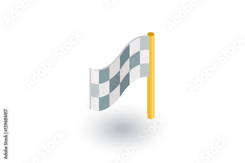 finish flag isometric flat icon. 3d vector colorful illustration. Pictogram isolated on white background