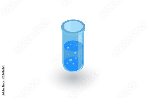 laboratory chemical beaker isometric flat icon. 3d vector colorful illustration. Pictogram isolated on white background