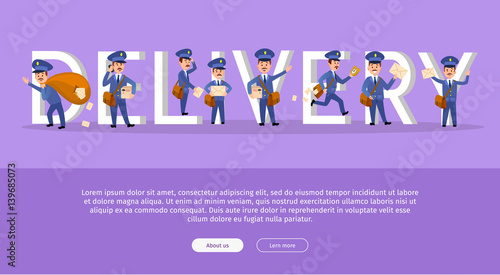 Delivery Service Web Banner with Cartoon Postman