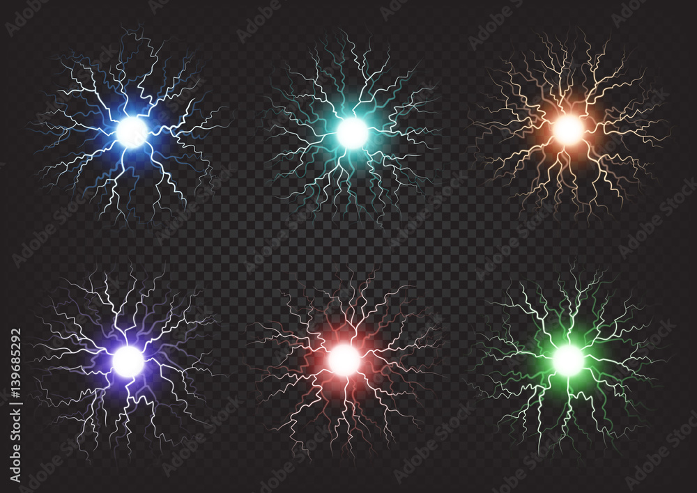 Fototapeta premium Fireballs Colourful Set on Transparent Background