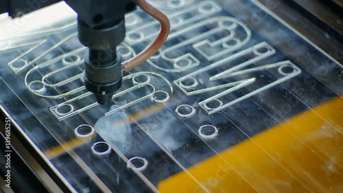 Laser Cutting Machine At Work. Acrylic Plastic Cutting