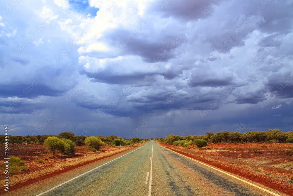 Endless Australian highway across the outback