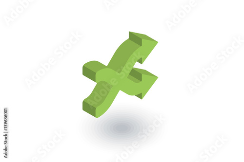 shufle, mix, random, intersecting arrow isometric flat icon. 3d vector colorful illustration. Pictogram isolated on white background