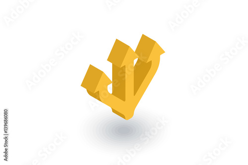 Junction Separation, three way isometric flat icon. 3d vector colorful illustration. Pictogram isolated on white background