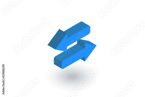 Arrows Exchange isometric flat icon. 3d vector colorful illustration. Pictogram isolated on white background