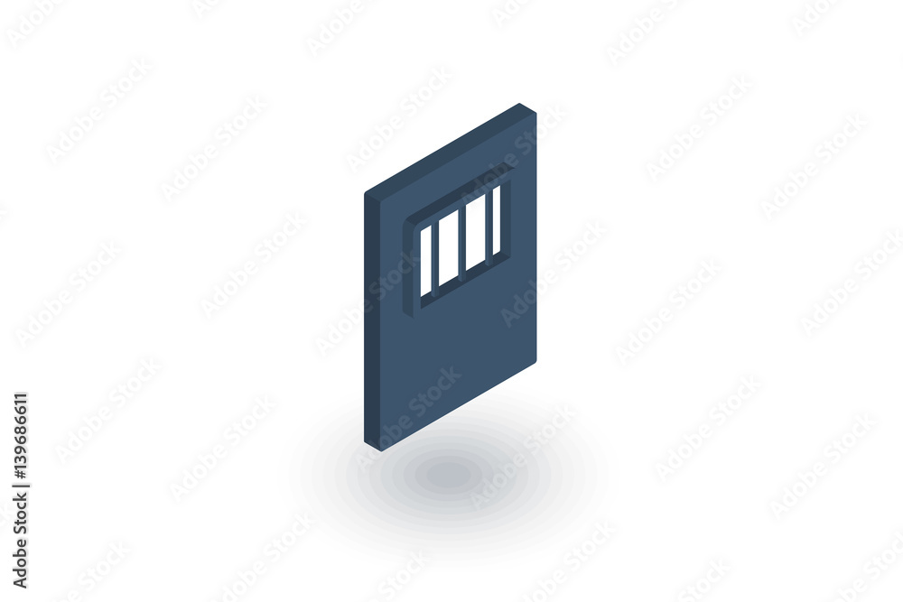 jail gate door isometric flat icon. 3d vector colorful illustration. Pictogram isolated on white background jail gate door isometric flat icon. 3d vector colorful illustration. Pictogram isolated on white background