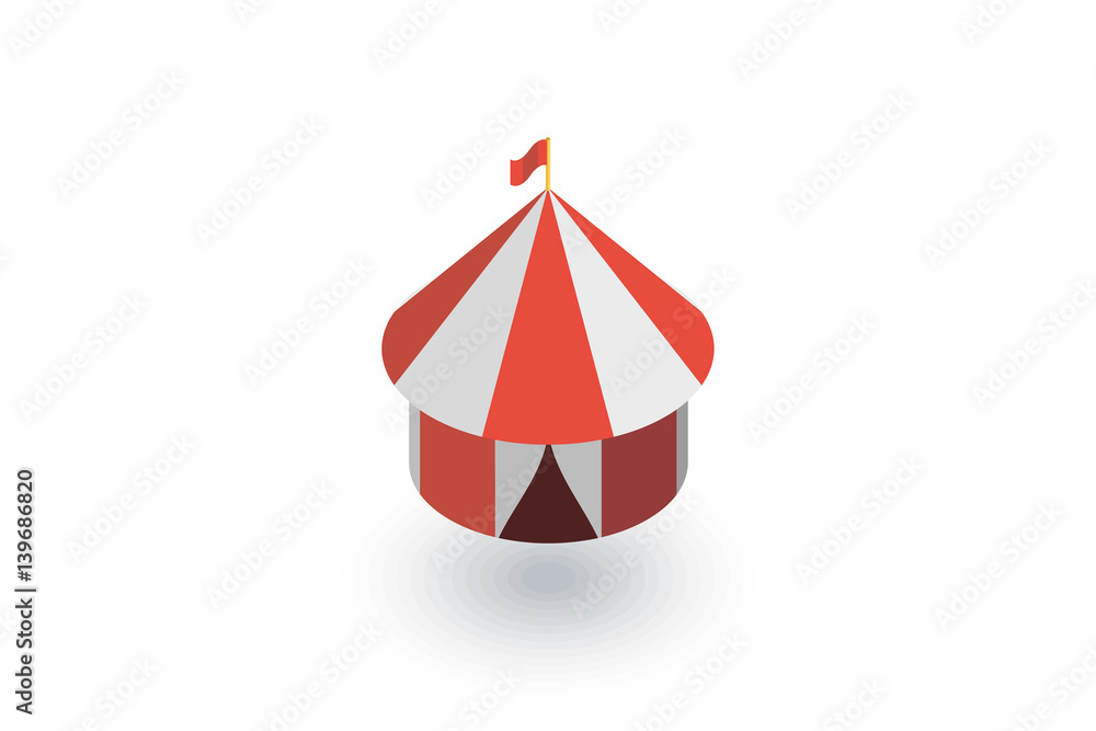 Obraz premium Circus tent isometric flat icon. 3d vector colorful illustration. Pictogram isolated on white background