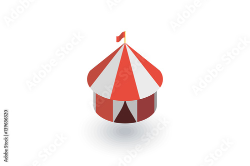 Circus tent isometric flat icon. 3d vector colorful illustration. Pictogram isolated on white background
