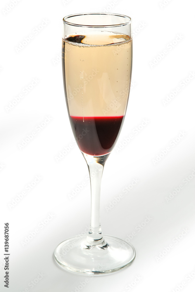 Alcoholic cocktails and soft drinks on a white background