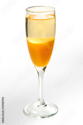 Alcoholic cocktails and soft drinks on a white background
