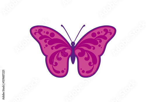 Abstract decorative purple butterfly icon vector. Beautiful butterfly icon isolated on a white background. Violet butterfly design element © betka82