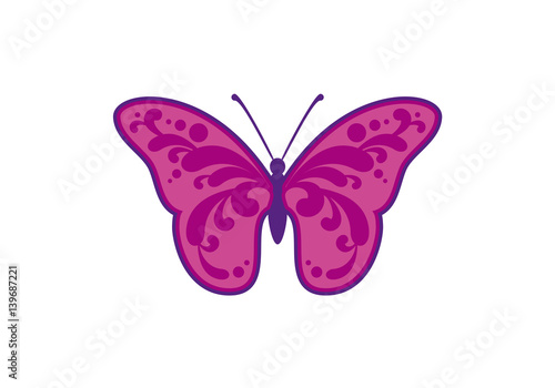 Abstract decorative purple butterfly icon vector. Beautiful butterfly icon isolated on a white background. Violet butterfly design element