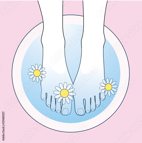 Soaking feet. Vector illustration