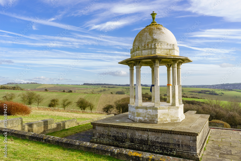 The Chattri a First World War Memorial on the South Downs National Park near Brighton Sussex UK.